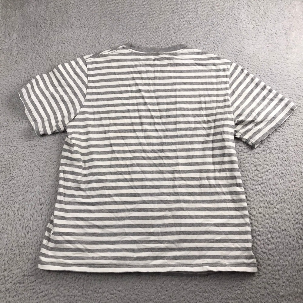 Wood Wood Sami Classic Stripe Tee Mens L Grey White Cotton Short Sleeve Shirt